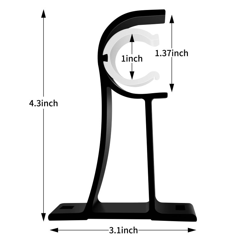 KOLAKO Curtain Rod Bracket  10 Pack Heavy Duty Curtain Rod Holders  Black Curtain Rods Hooks Hangers for Wall  Drapery Rod Support Brackets for 1-1.2 Inch Drape Poles - Image 2